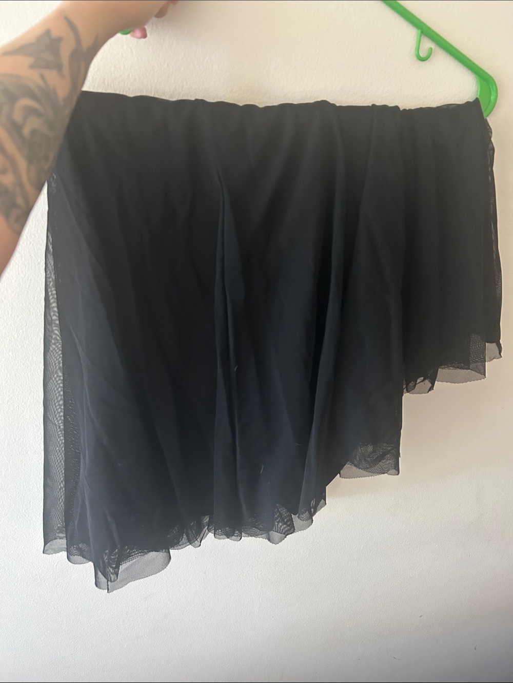 Black Asymmetrical Mesh Layer Skirt - Women's